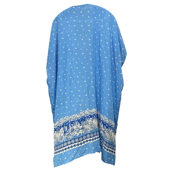 LOFT Sky Blue Patterned Kimono Boho Layer Lightweight Versatile Sz M/L - Picture 2 of 5